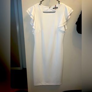 Tommy Hilfiger White dress with sleeve detail. Size 10